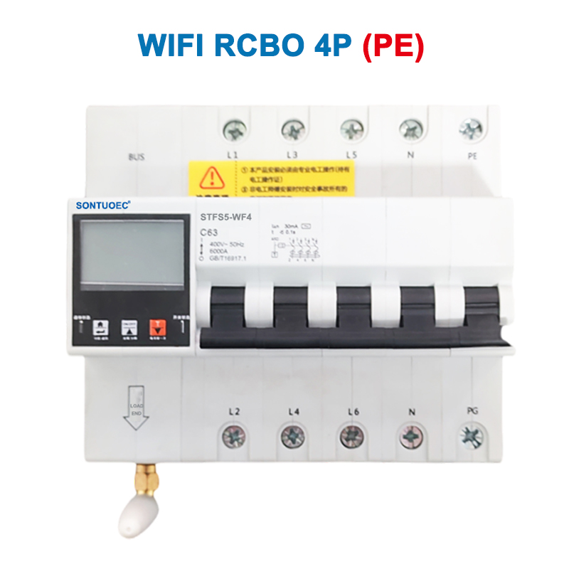 WiFi STFS5-63 seeria mitme funktsionaalne IoT intelligentne RCBO intelligentne kaitselüliti